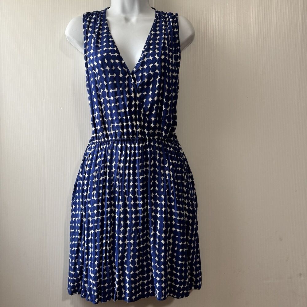 Boden Women’s Dress Size 6 Blue White Polka Dot Geometric Summer Pocket